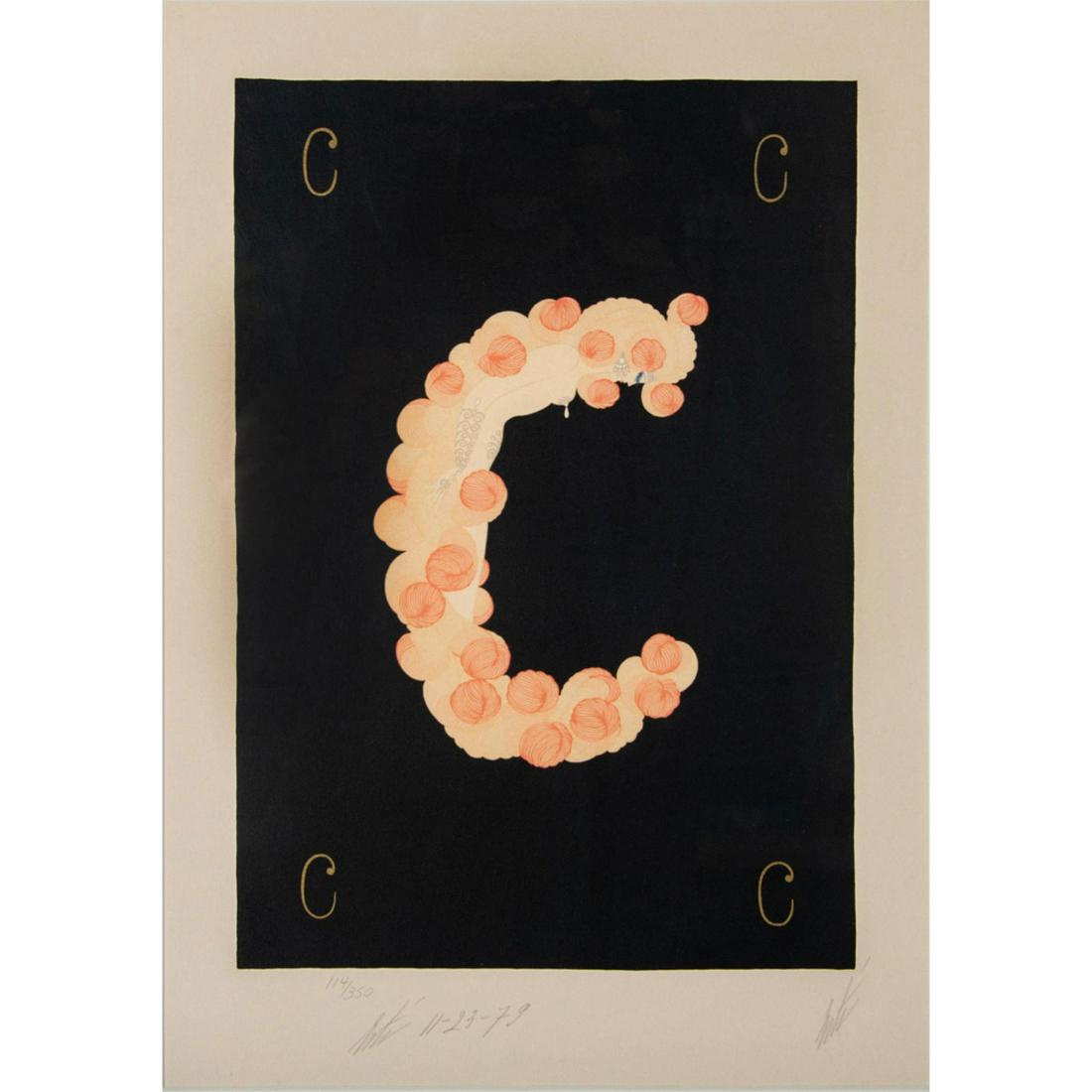 Erte (French, 1892-1990) Signed Serigraph, Letter C (1 of 7)