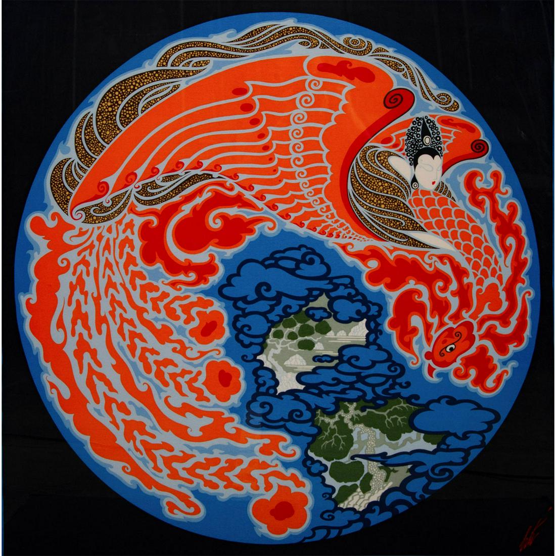 Erte (French, 1892-1990) Framed Silk Scarf, Dream Voyage (1 of 7)