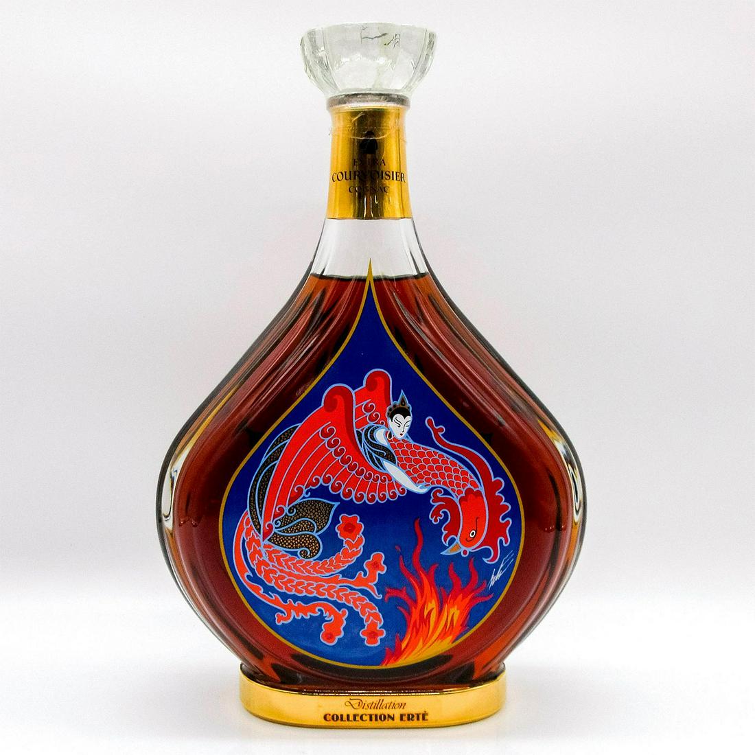 Courvoisier Erte Collection Cognac No. 3, Distillation: Limited edition. Hand crafted decanter consist of a rare blend of the finest cognac in France. 40% ALC/VOL. Decanter is inspired by the fire of the Charentais alambic which releases the essential spir