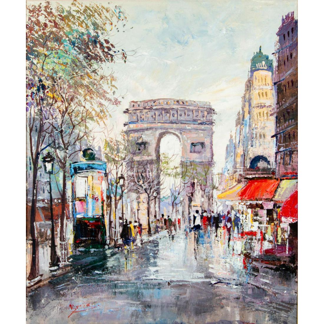 Vintage Impressionist Signed Oil Painting Streets of Paris (1 of 7)