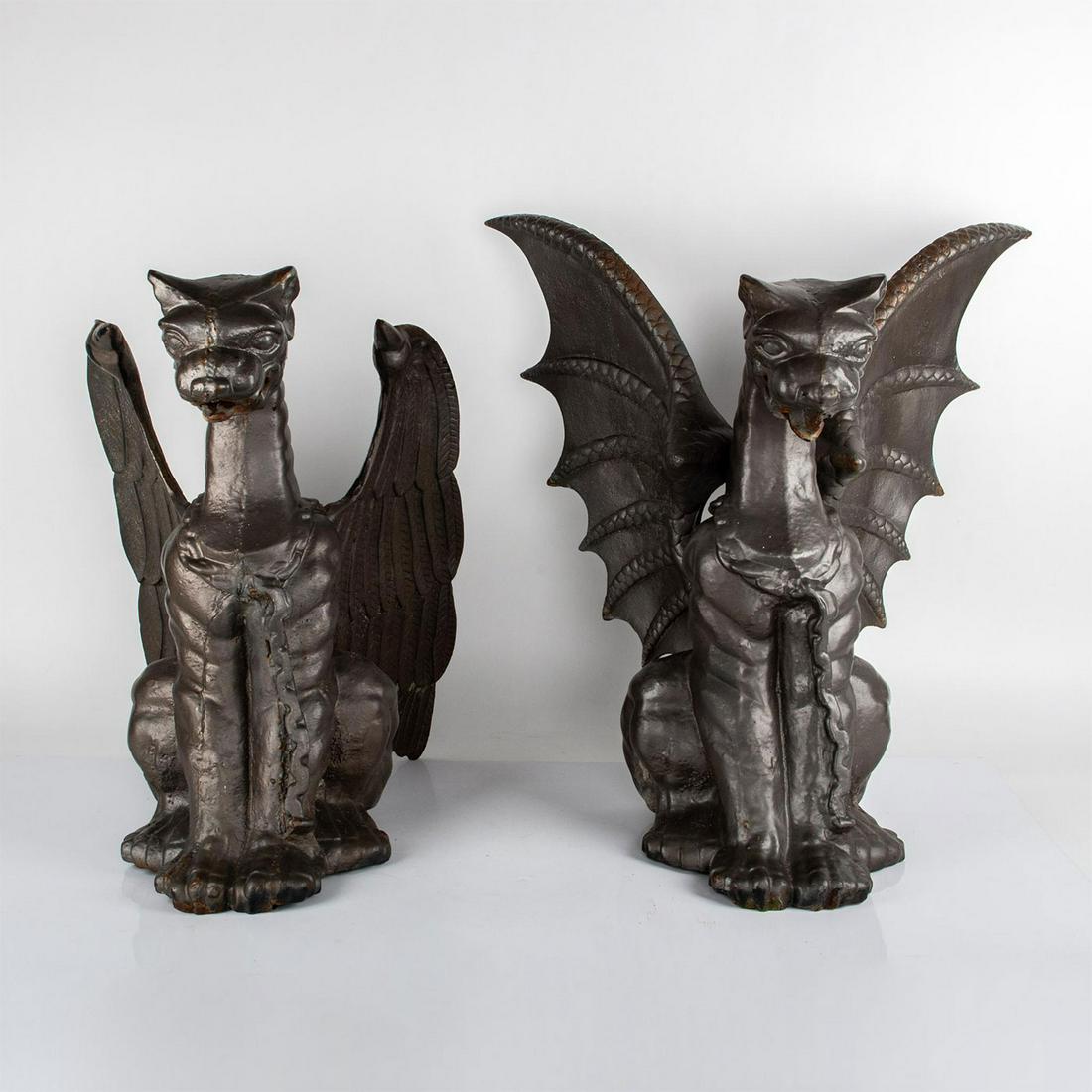Pair of Vintage Cast Iron Gargoyle Figures (1 of 13)