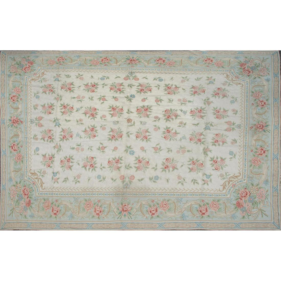 Vintage Wool on Linen Floral Rug (1 of 6)