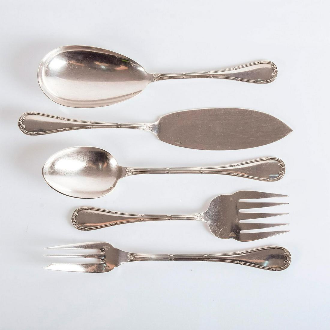 5pc Christofle Rubans Pattern Serving Spoon and Fork (1 of 6)