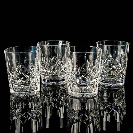 4pc Waterford Crystal Double Old Fashioned Glasses, Lismore