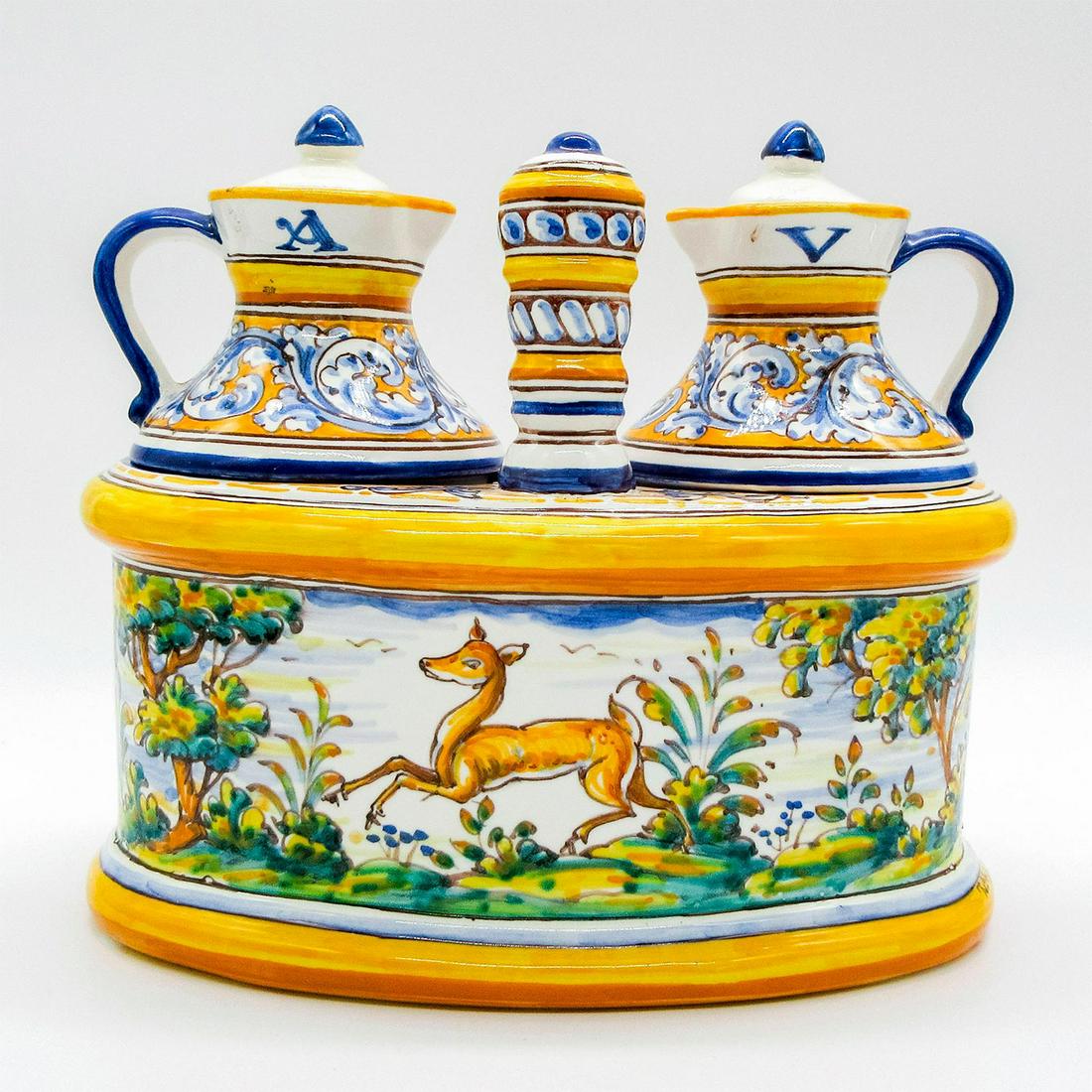 3pc Spanish Talavera Pottery, Oil and Vinegar Bottles (1 of 7)