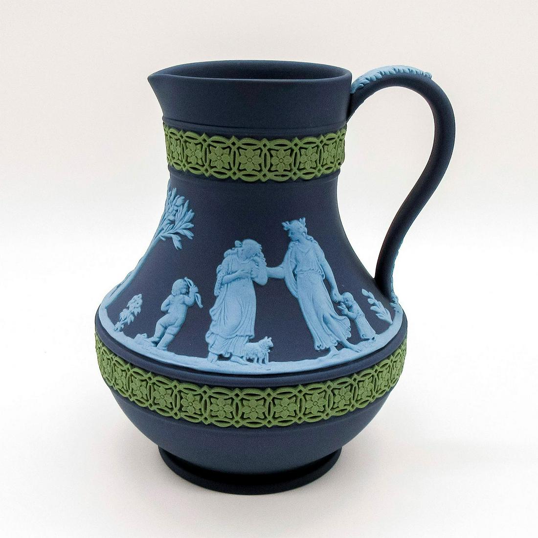 Wedgwood Navy Blue Tricolor Jasperware, Etruscan Jug (1 of 6)