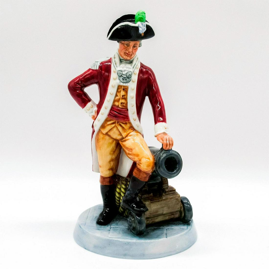 Officer of the Line HN2733 - Royal Doulton Figurine: Sea Characters series. Red coat, yellow trousers, black hat. Royal Doulton backstamp. Good condition. Artist: William K. Harper Issued: 1982 Dimensions: 9"H Manufacturer: Royal Doulton Country of Orig