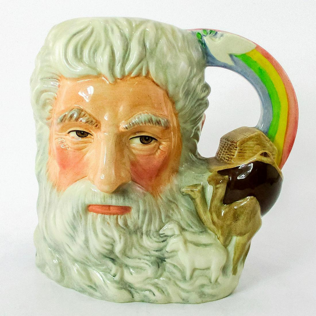 Noah D7165 - Large - Royal Doulton Character Jug: White, grey, brown, red, yellow, green and blue coloration. Royal Doulton backstamp. Limited edition number 812 of 1000 pieces. Artist: David B. Biggs Issued: 2001 Dimensions: 7.25"H Edition Number: 8