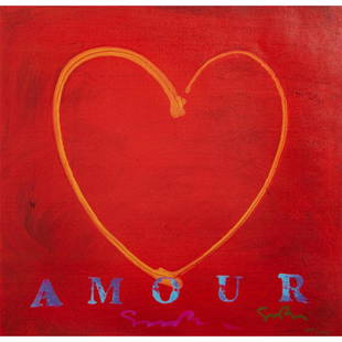 Simon Bull (British b.1958) Giclee on Canvas, Amour: Unframed giclee on canvas. Numbered on lower right: 388/395. #SimonBull Artist: Simon Bull Issued: 21st c. Dimensions: 21"W x 21"H