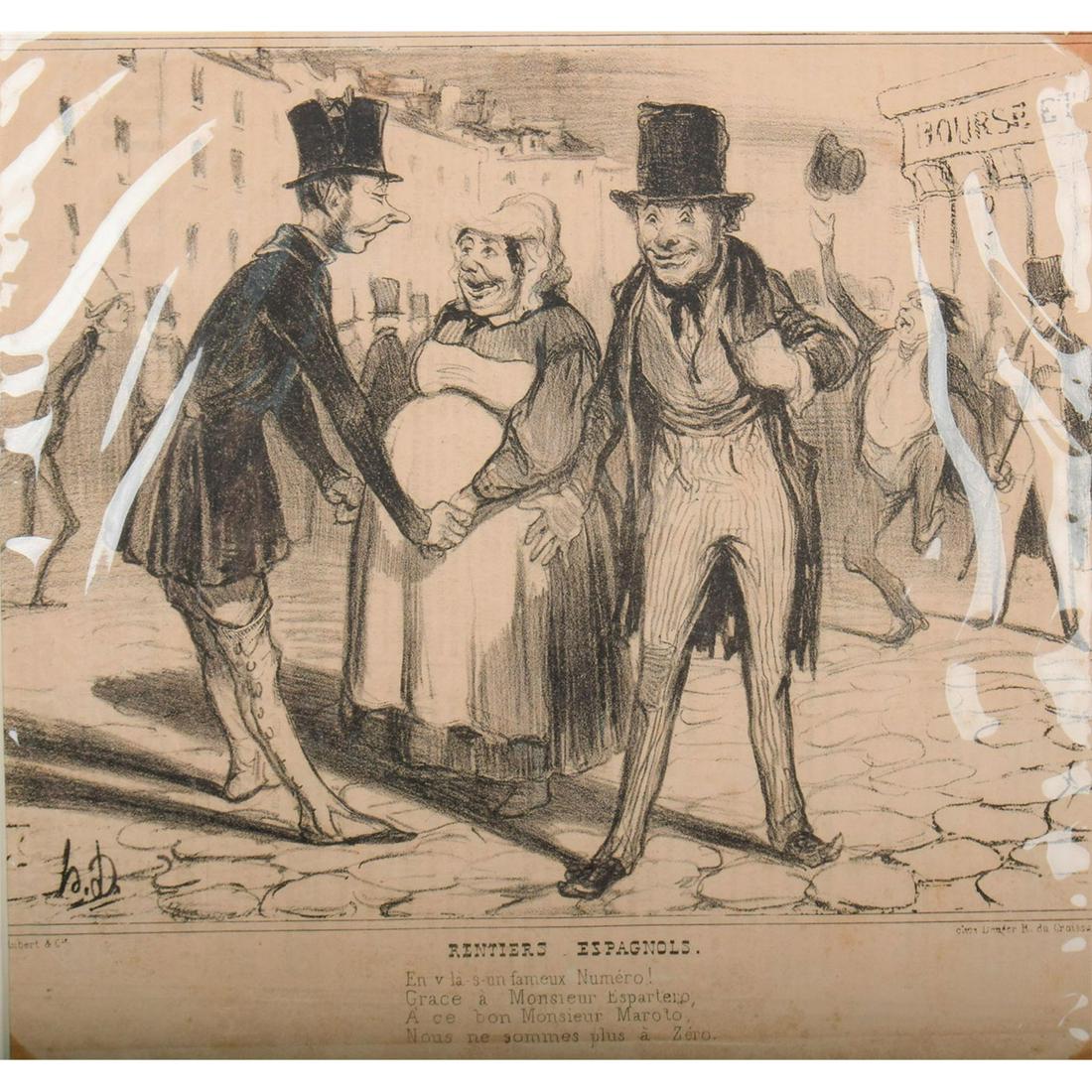 After Honor? Daumier Newsprint Lithograph Rentiers Espagnols (1 of 5)