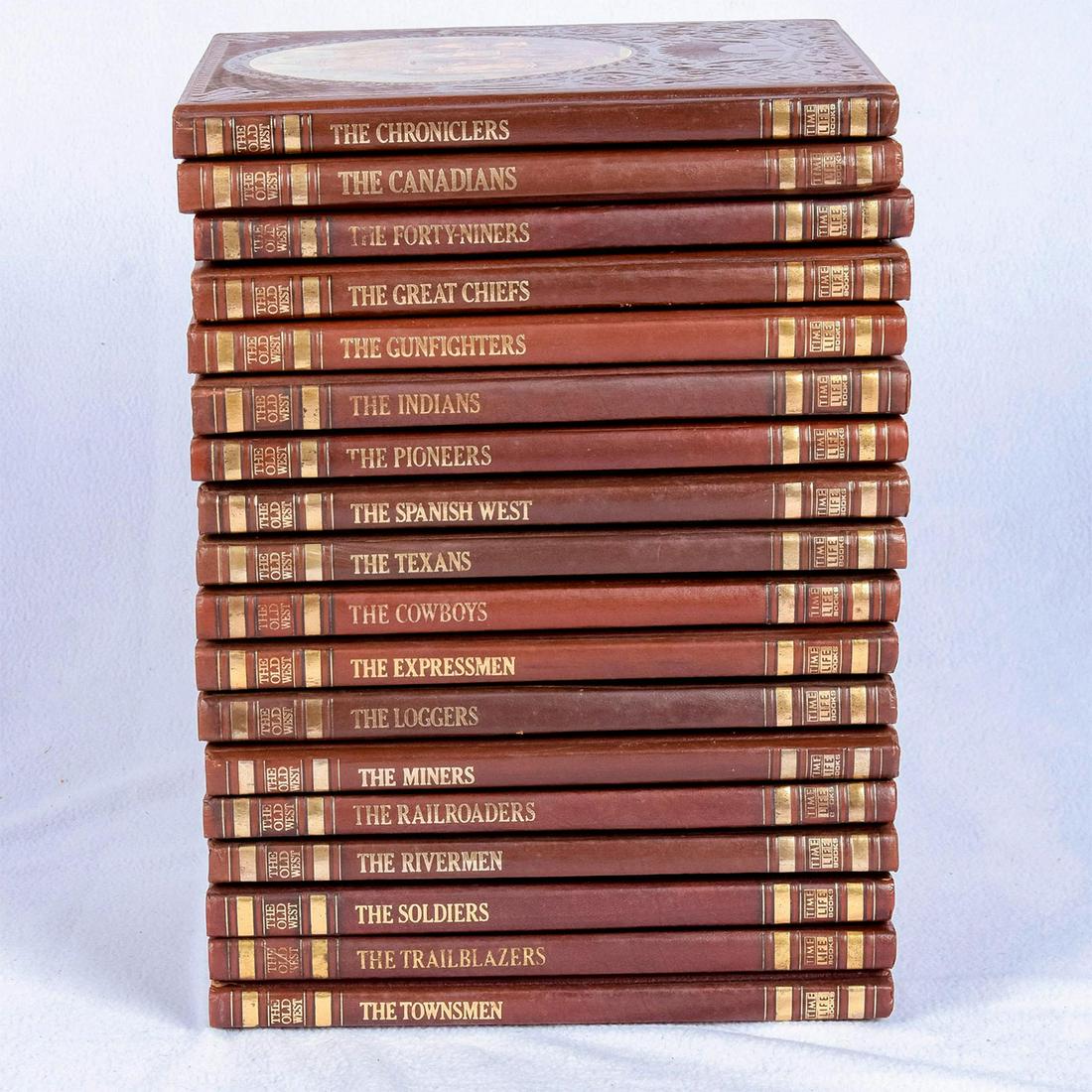 19 BOOKS OF " OLD WEST TIME LIFE" SERIES: The Time life books, New York. The lot of19 books include: The Forty-niners, The Trailblazers, The Loggers, The Indians, The Great Chiefs, The Rivermen, The Cowboys, The Miners, The Gunfighters, The S