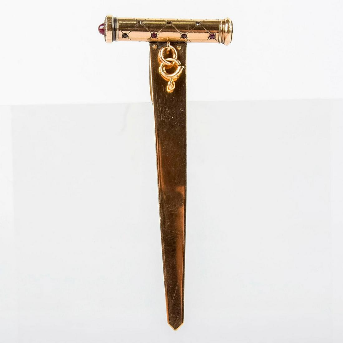 J C Vickery 9ct Gold Jeweled Bookmark and Propelling Pencil (1 of 10)