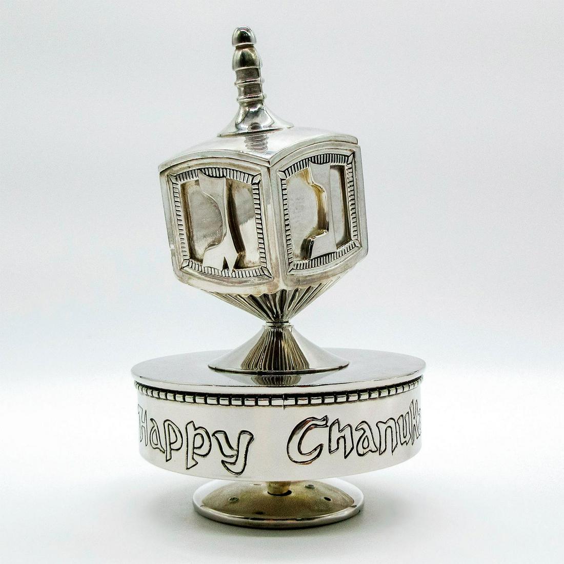 Goldinger Happy Chanukah Silver Plated Dreidel Music Box (1 of 6)
