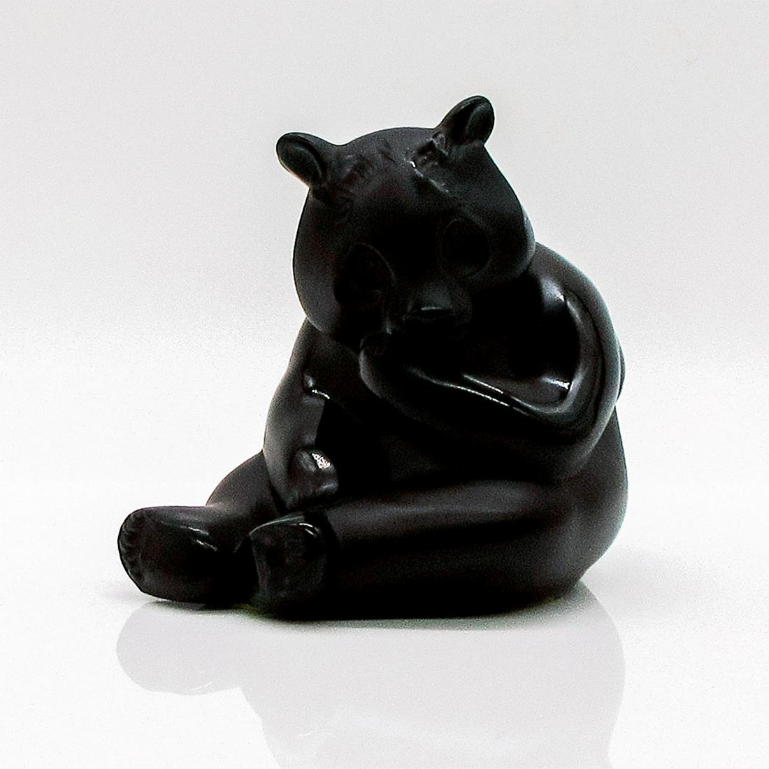 Rare Lalique Black Crystal Figurine, Panda Bear (1 of 5)