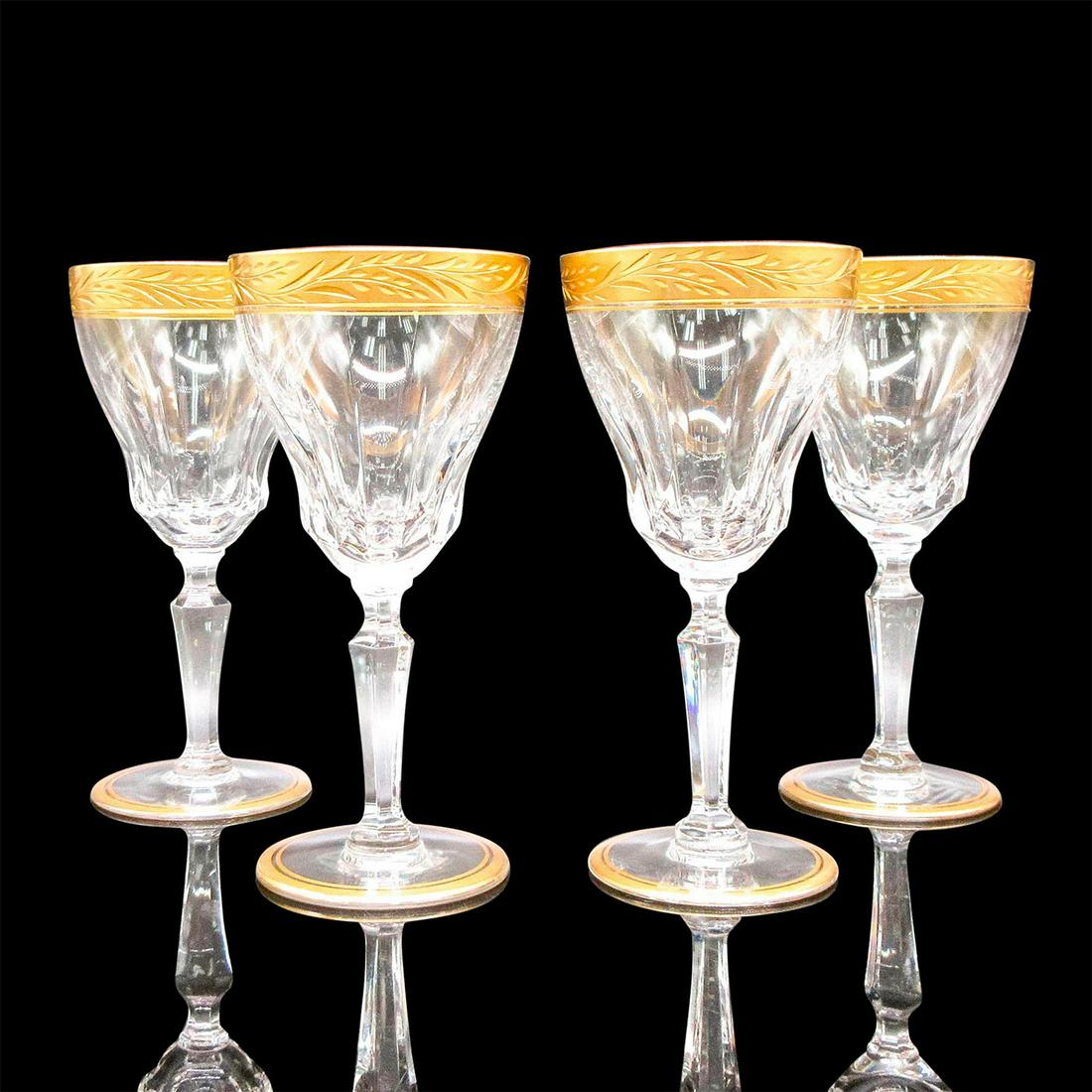 4pc Val St Lambert Treves Dore Crystal Champagne Tulips (1 of 1)