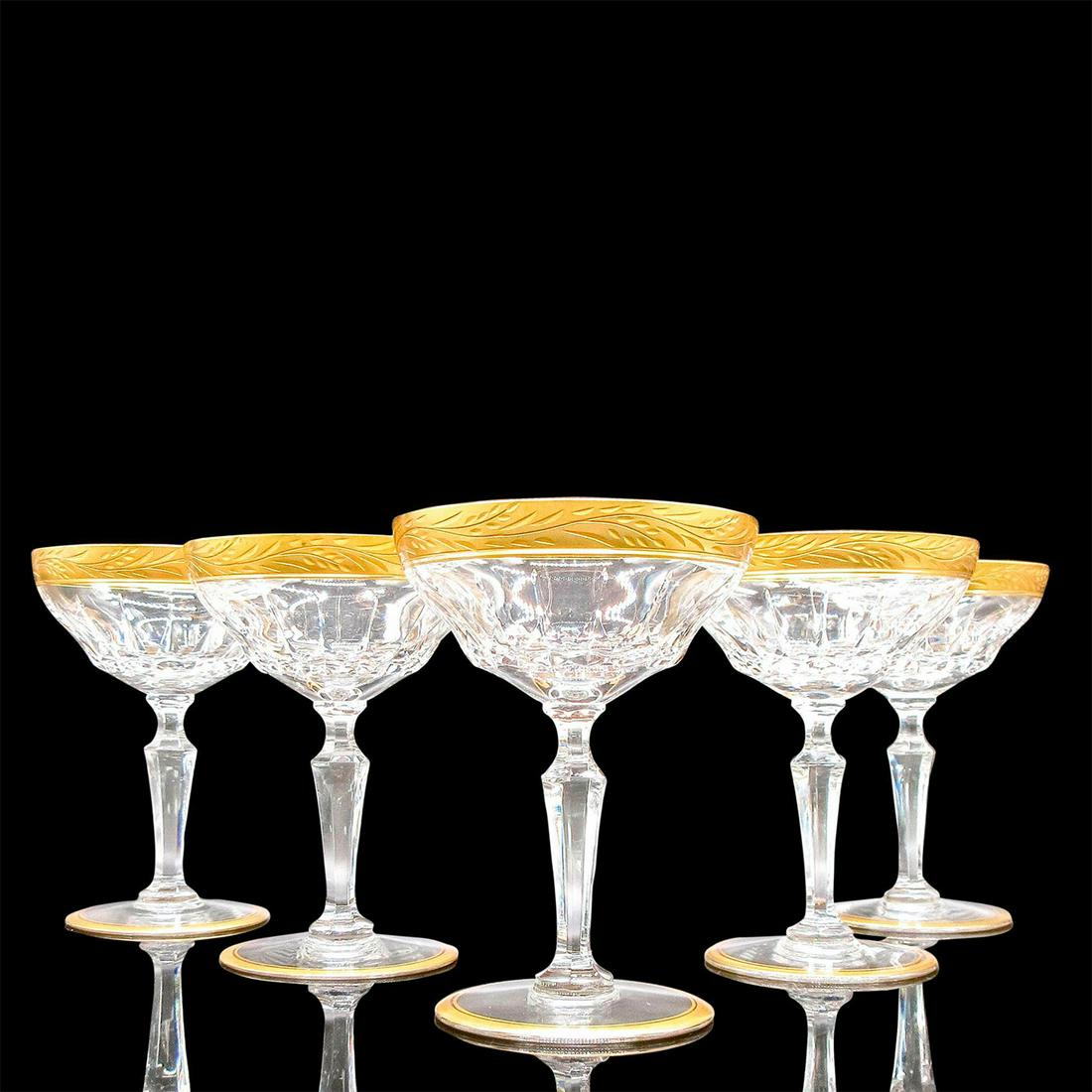 5pc Val St Lambert Treves Dore Crystal Champagne Coupe (1 of 3)