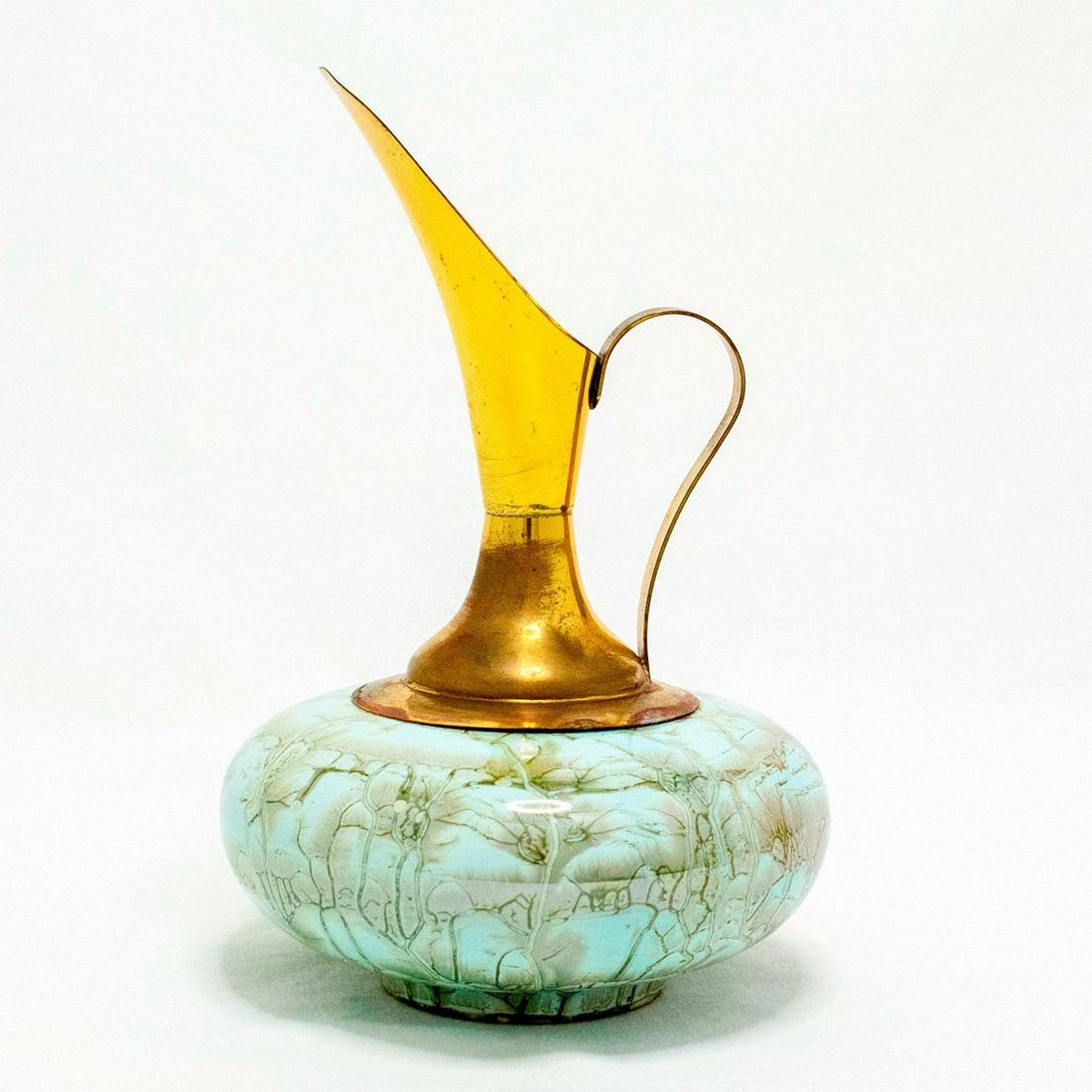 Unusual Delft Jug Brass Spout Mid-Century Modern (1 of 7)