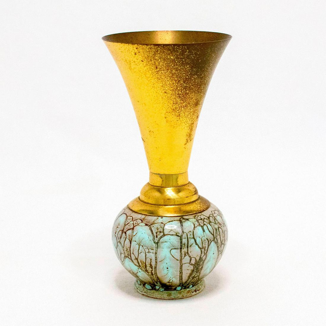 Unusual Delft Vase Mid-Century Modern Lustre Glaze (1 of 7)