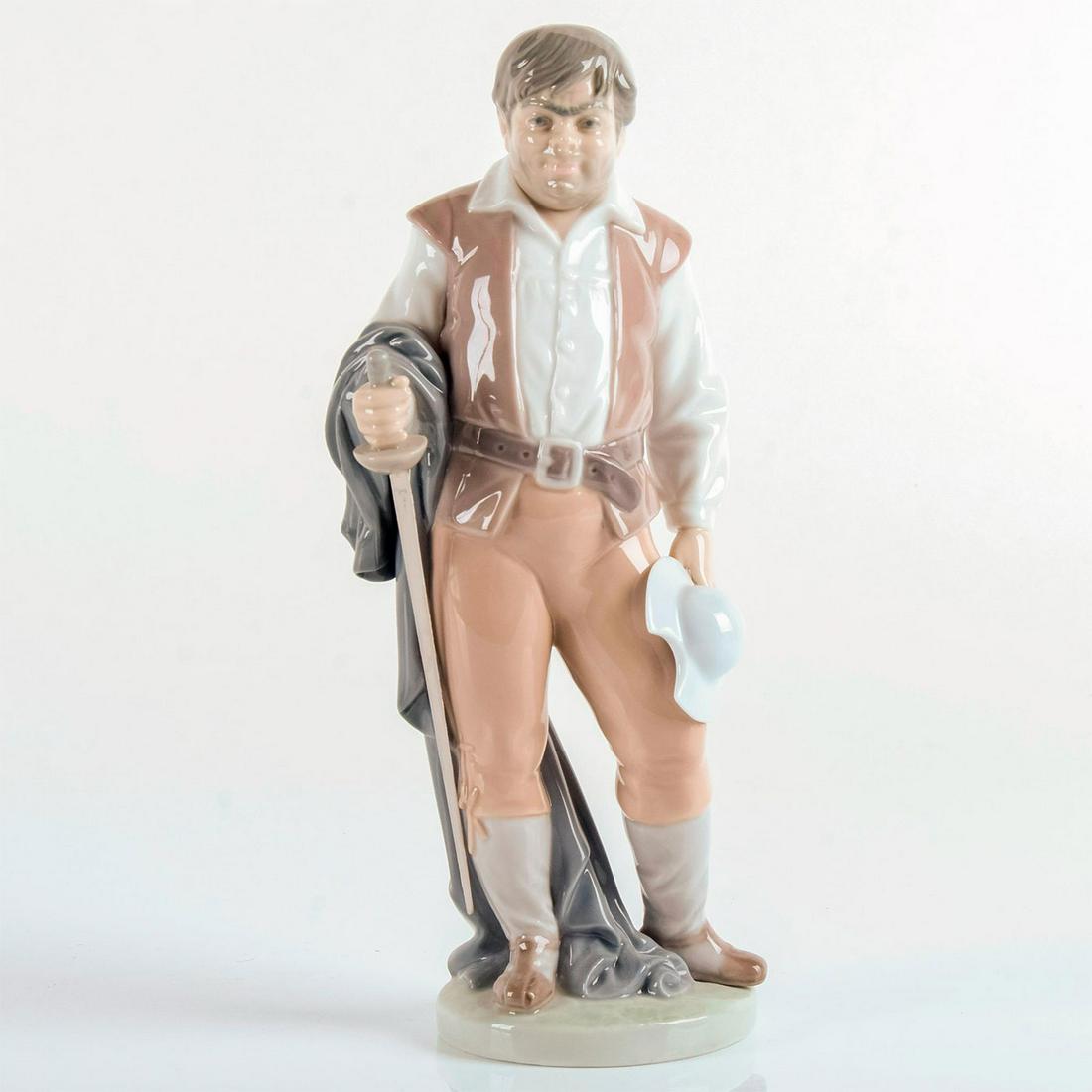Sancho 1006633 - Lladro Porcelain Figurine: Sancho Panza from Don Quixote. Glossy finish; Lladro backstamp on bottom. Artist: Salvador Furio Issued: 1999-2013 Dimensions: 9.75"H x 4.25"W Manufacturer: Lladro Country of Origin: Spain
