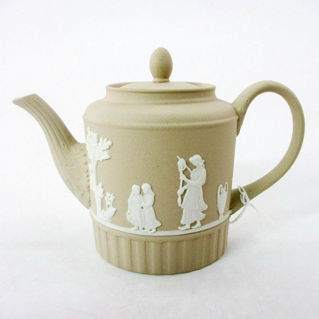 Wedgwood Light Taupe Jasperware, Miniature Tea Pot with Lid (1 of 5)