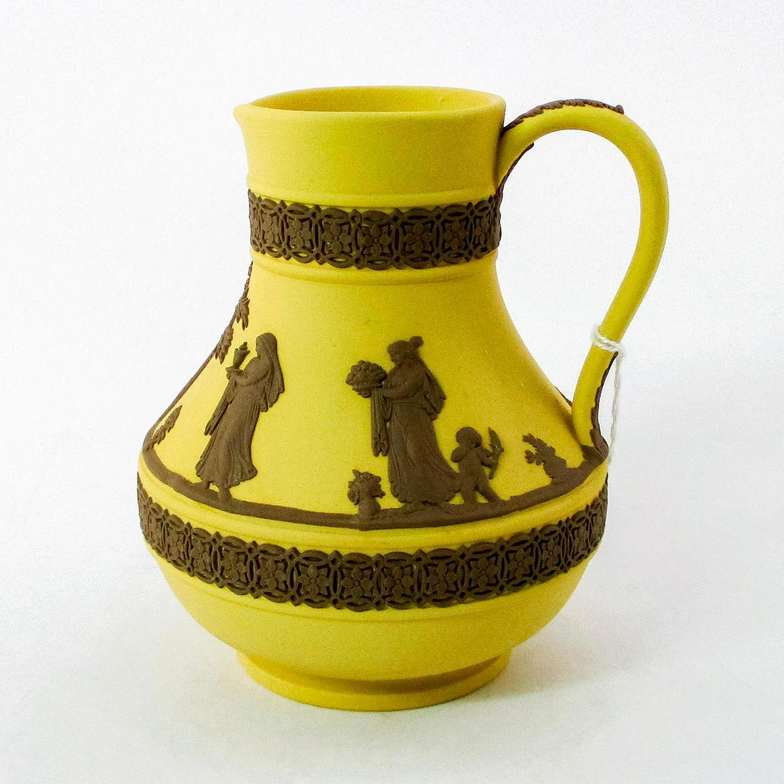 Wedgwood Cane Yellow and Taupe Brown Jasperware Etruscan Jug (1 of 5)