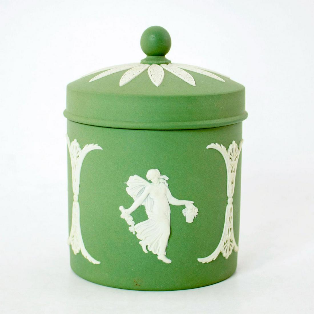 Wedgwood Sage Green Jasperware, Covered Jar (1 of 4)