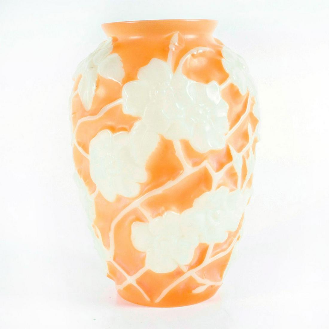 Consolidated Phoenix Art Glass Vase, Flowers and Leaves (1 of 3)