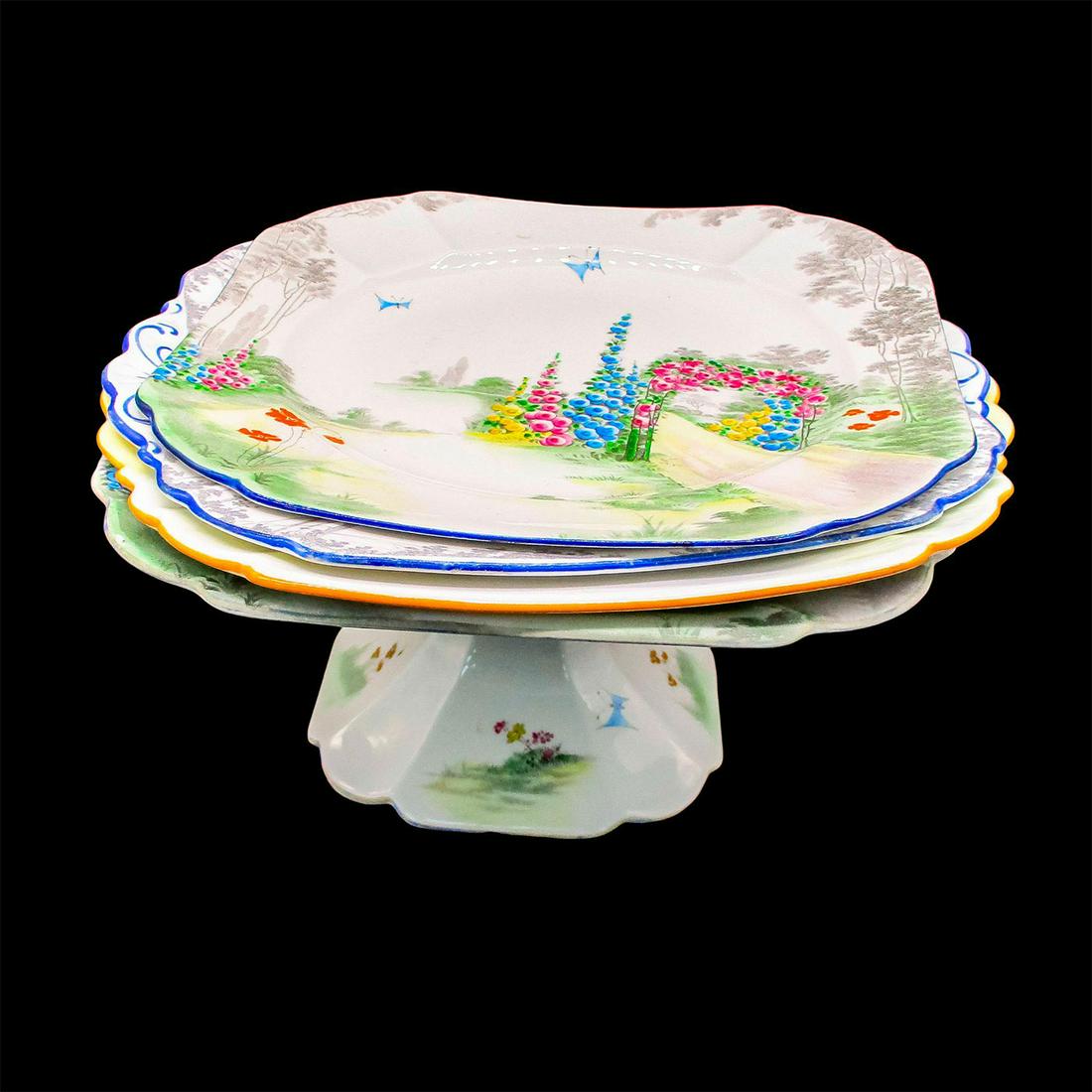 4pc Shelley England Plates and Raised Platter, Queen Anne (1 of 10)