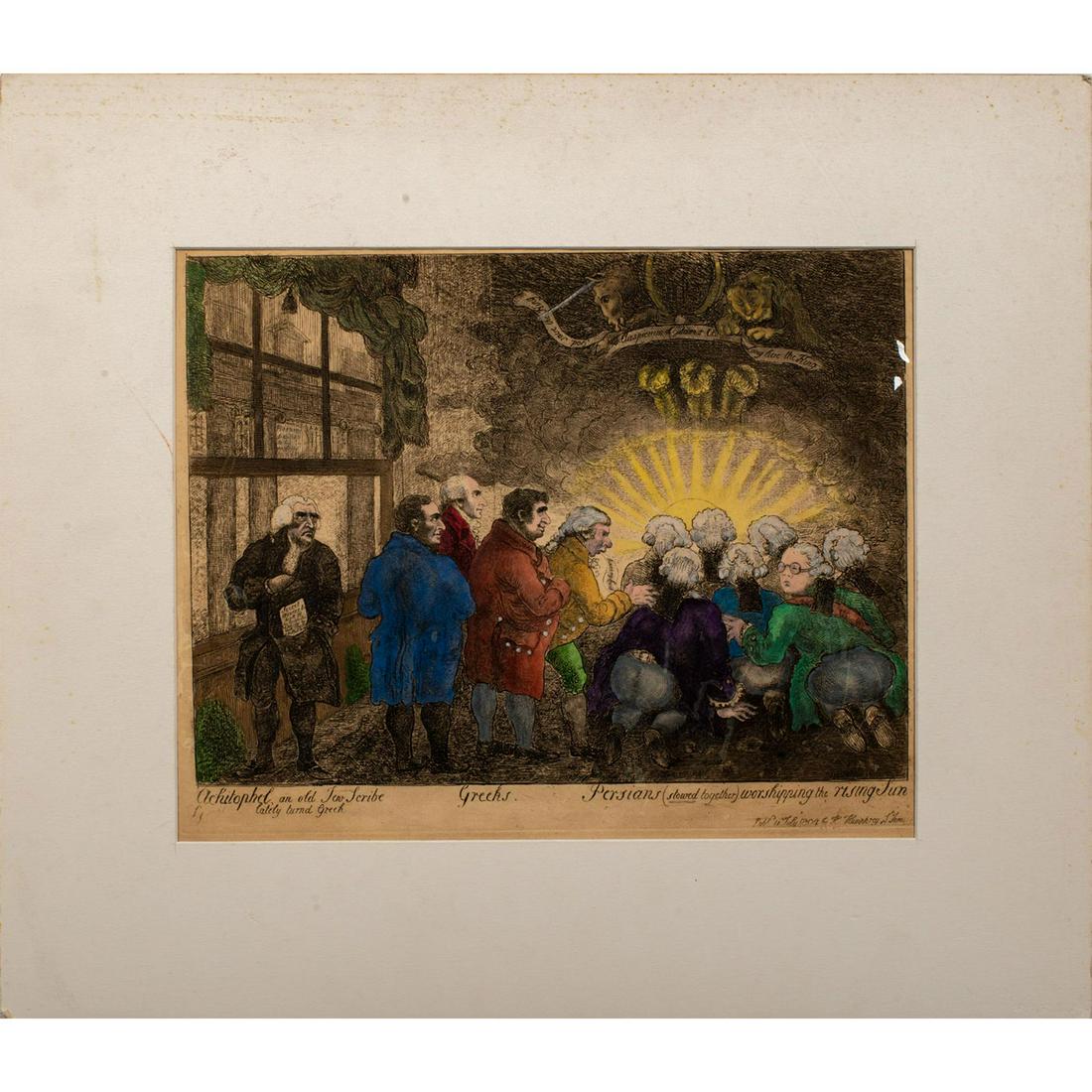 After James Sayers, Hand-colored Etching, Political Satire (1 of 3)