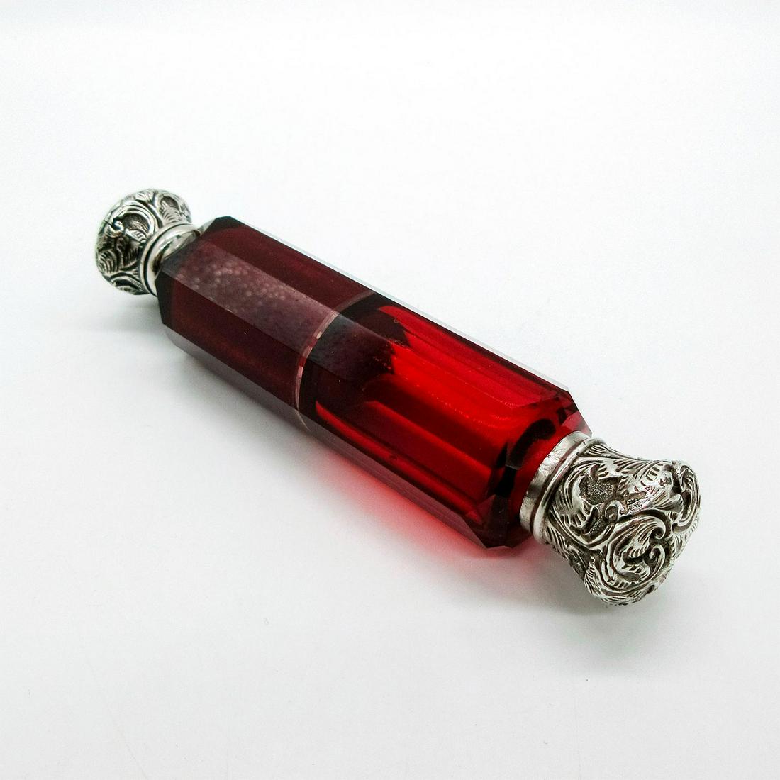 Antique Ruby Red Glass Double Sided Perfume Bottle (1 of 5)