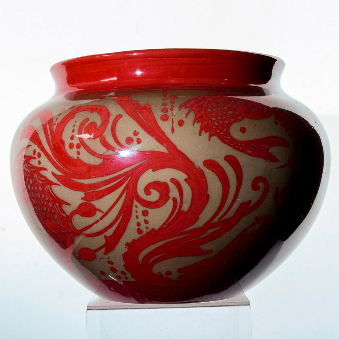 Bernard Moore Antique Flambe Jardiniere with Koi Fish (1 of 9)