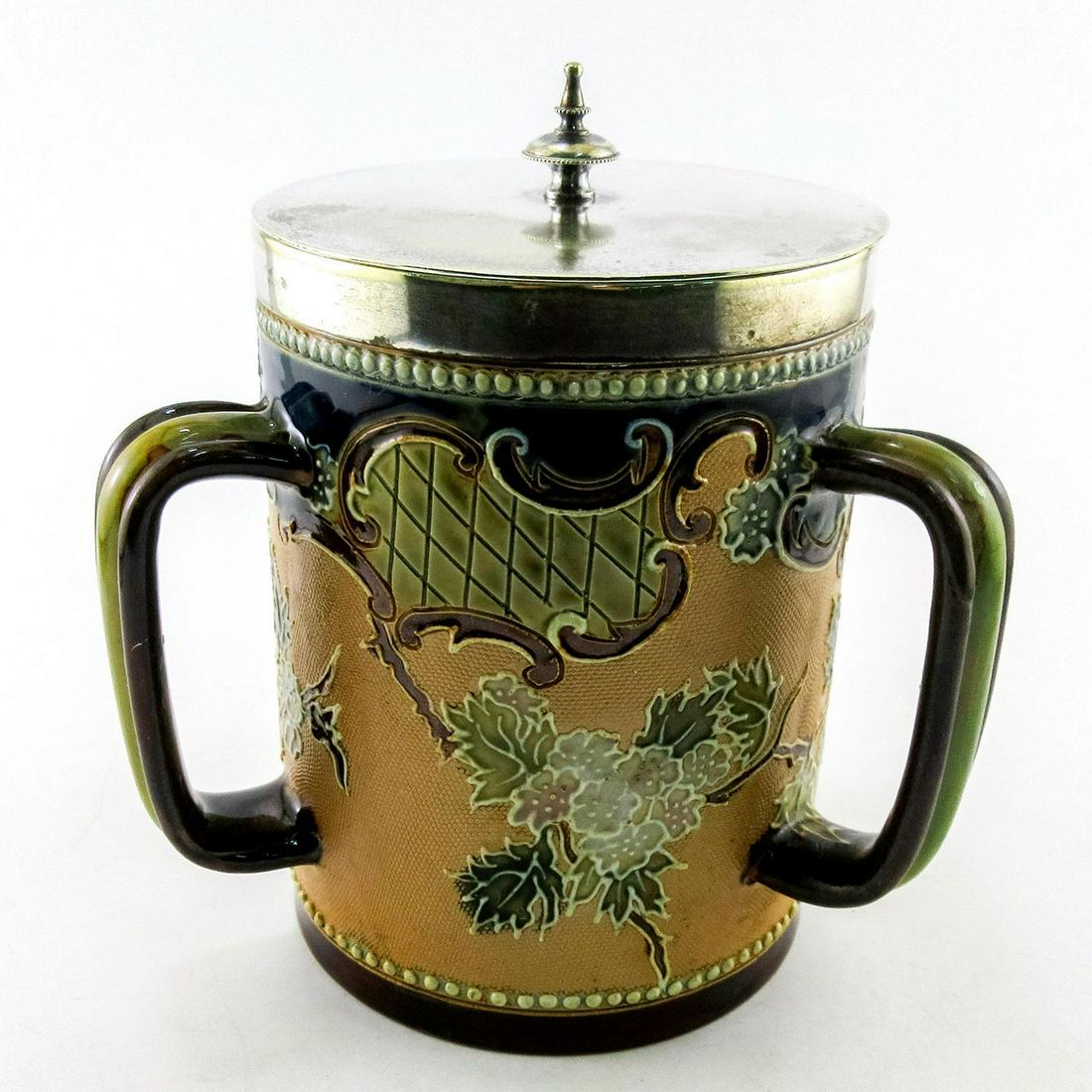 Doutlon Lambeth Blossom Three Handle Vase with Lid (1 of 5)