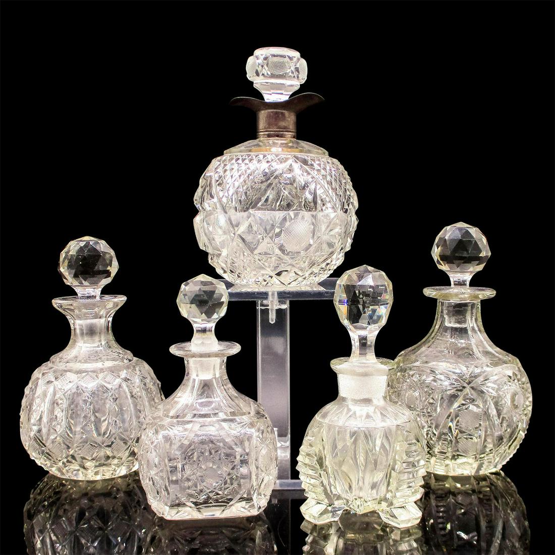 5pc Vintage Cut Glass Whiskey and Perfume Bottles (1 of 6)