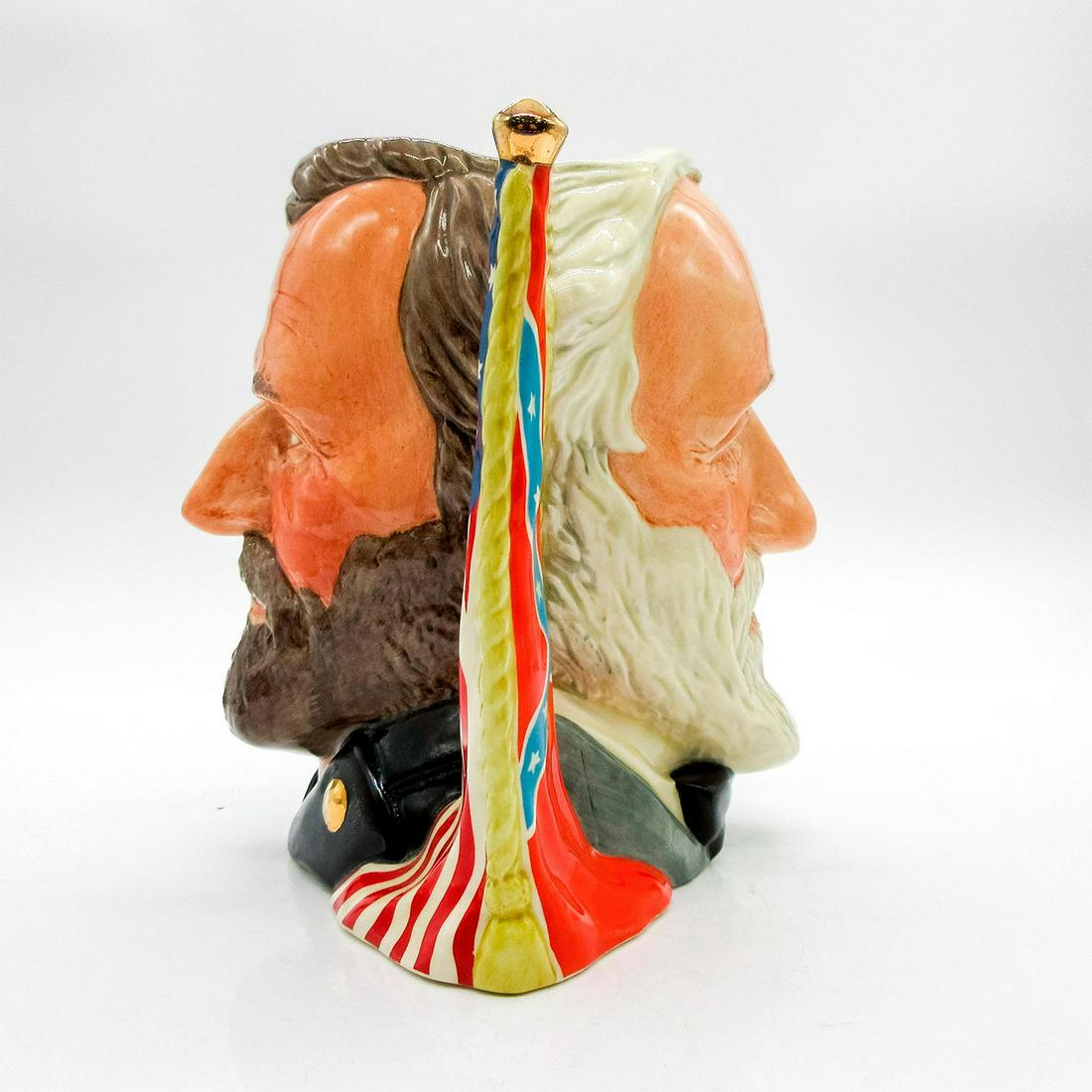 Ulysses Grant / Robert E. Lee D6698 - Large - Royal Doulton Character Jug: Regular issue. Two-faced jug. Black, grey, brown and red coloration. Ulysses Samuel Grant (1822 - 1885), a native of Ohio, was made Lieutenant-General by President Lincoln and put in command of the Un