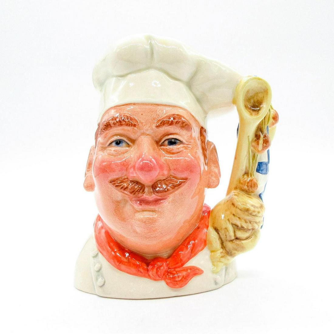 Chef D7103 - Odd Size - Royal Doulton Character Jug: White chef's jacket and hat; red neckerchief. Royal Doulton backstamp. With signature on base. Artist: David B. Biggs Issued: 1998 - 2002 Dimensions: 6"H Manufacturer: Royal Doulton Country of Origin: