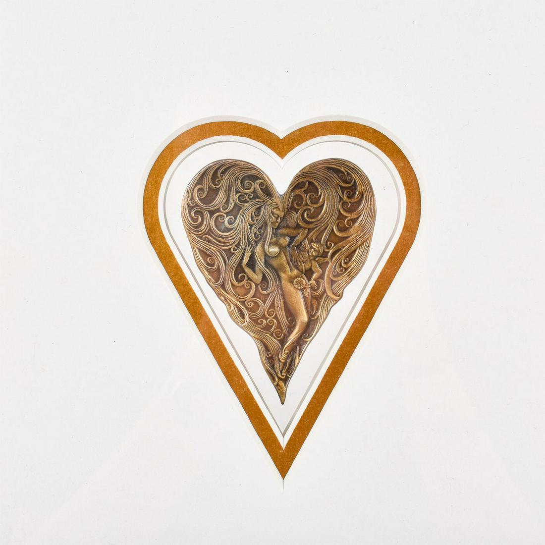 Erte Bronze Double Sided Medallion, Heart (1 of 5)