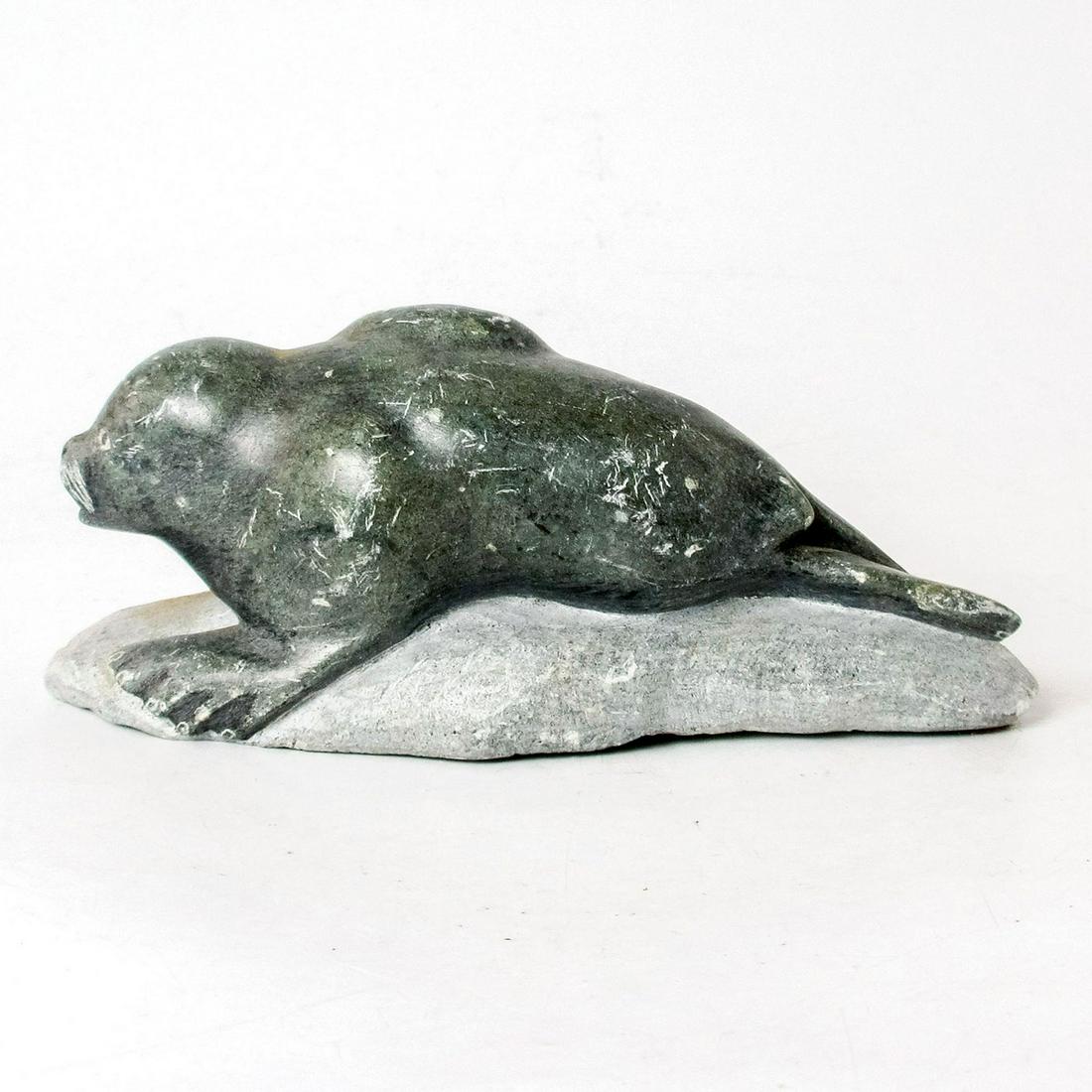 Lucassie Qumaluk (b. 1934) Signed, Inuit Soapstone Sculpture (1 of 3)