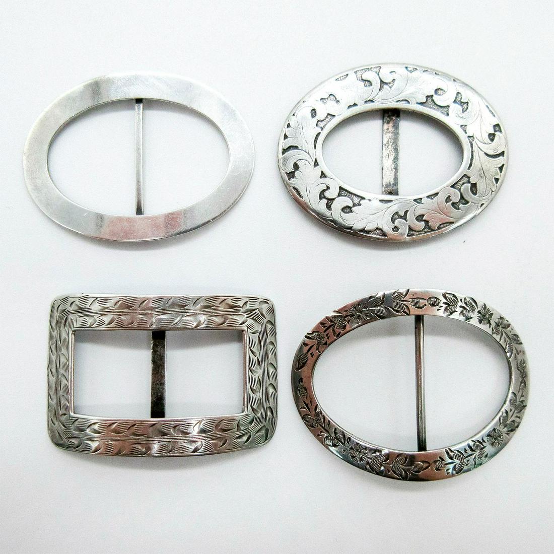 4 Assorted Sterling Silver Shoe Buckles (1 of 11)