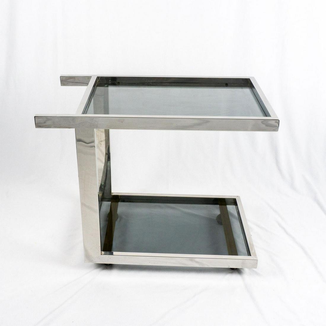 Mid Century Modern Glass and Chrome Bar Cart Trolley Table (1 of 7)
