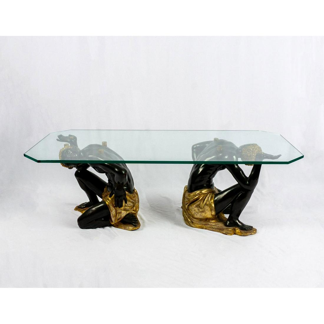 Vintage Art Deco Black & Gold Hand Carved Blackamoor Table (1 of 13)