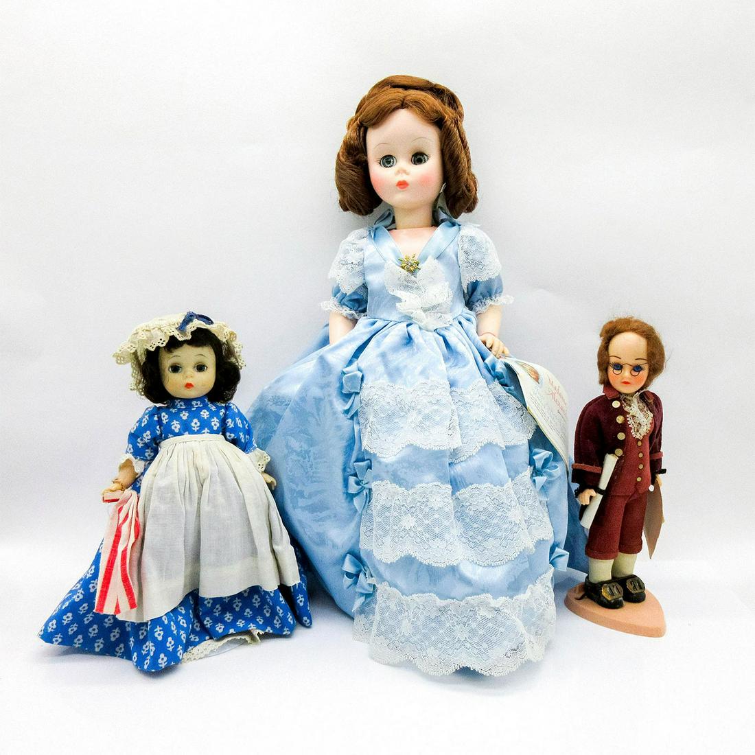 3pc Historical Dolls, Sarah Polk, Betsy Ross, Ben Franklin (1 of 3)