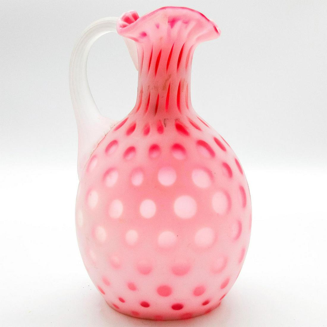 Vintage American Matte Glass Bud Vase White Pink (1 of 4)