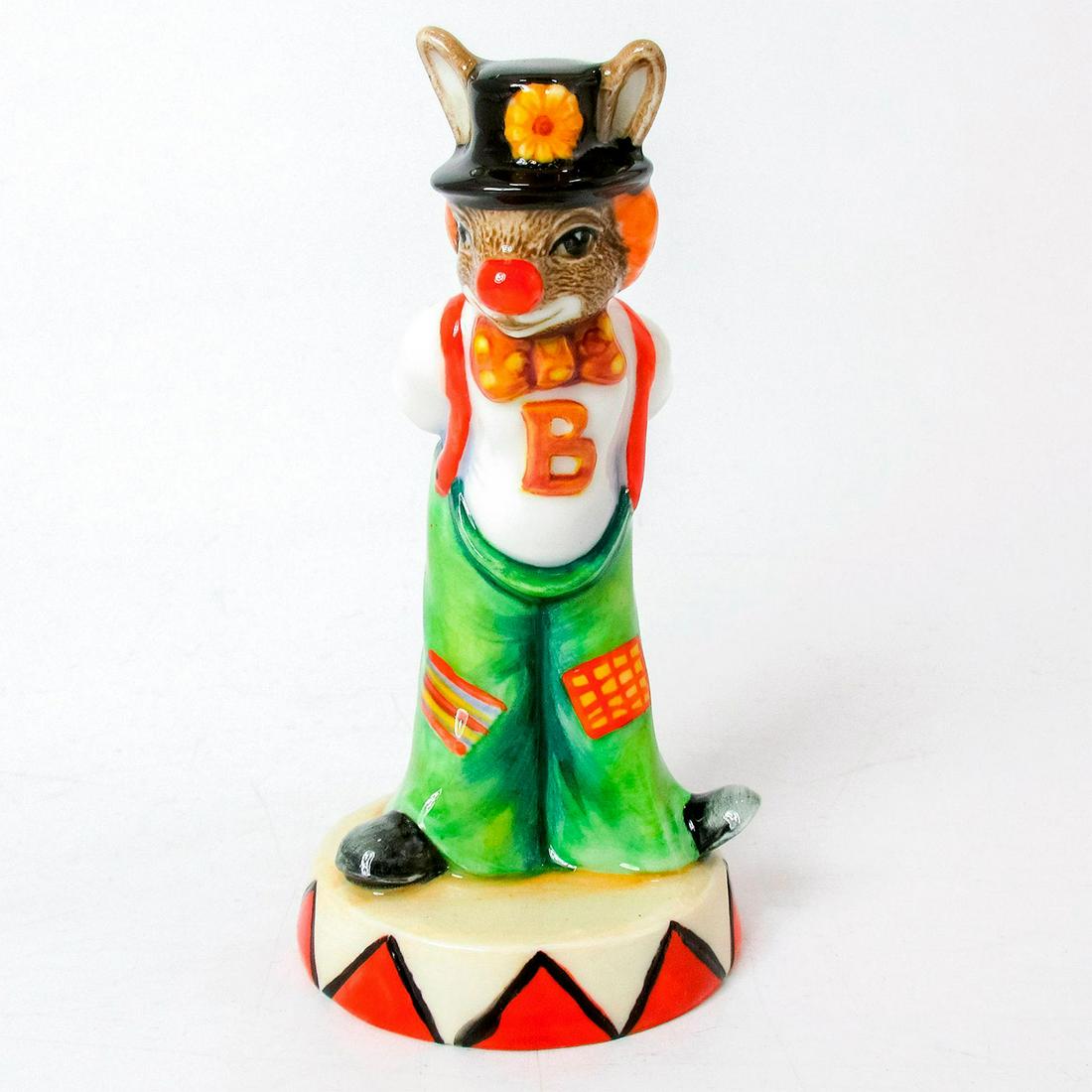 Tip Toe DB469 - Royal Doulton Bunnykins: Glazed porcelain bunny in clown ensemble. Royal Doulton backstamp marked on bottom. Artist: Shane Ridge Issued: 2009 Dimensions: 4.75"H Edition Number: 29 Edition Size: 500 Manufacturer: Royal Doulton