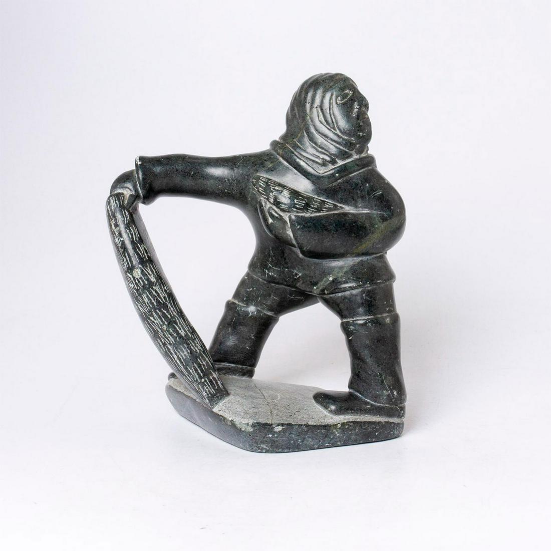 Johnny Joe, Signed Inuit Soapstone Sculpture, Hunter (1 of 2)