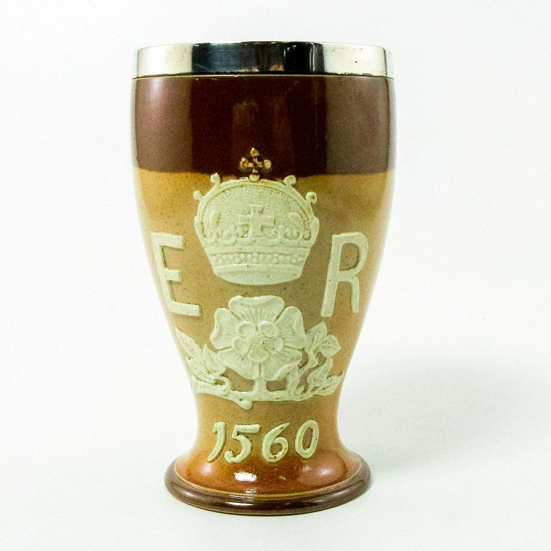 Doulton Lambeth Commemorative Stoneware Cup, Elizabeth I (1 of 3)