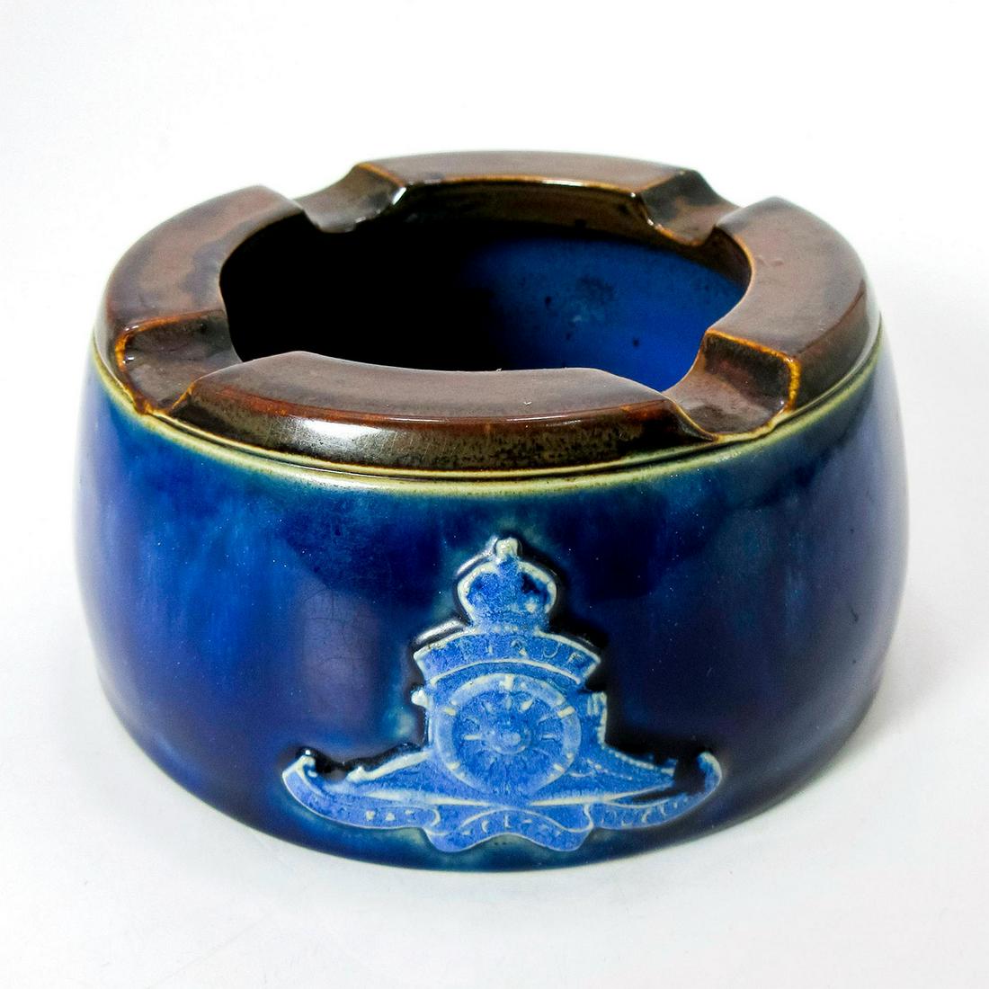 Royal Doulton Ashtray, British Royal Artillery: In blue and brown coloration.