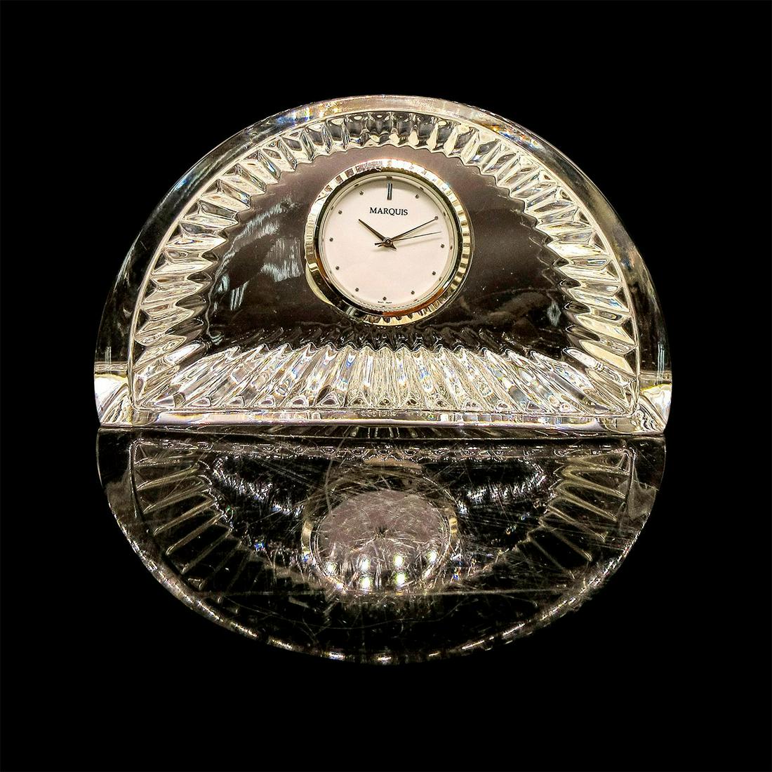 Waterford Crystal Marquis Crescent Clock - Waterford Crystal Marquis: Elegant etched table clock. Marquis by Waterford Germany backstamp.