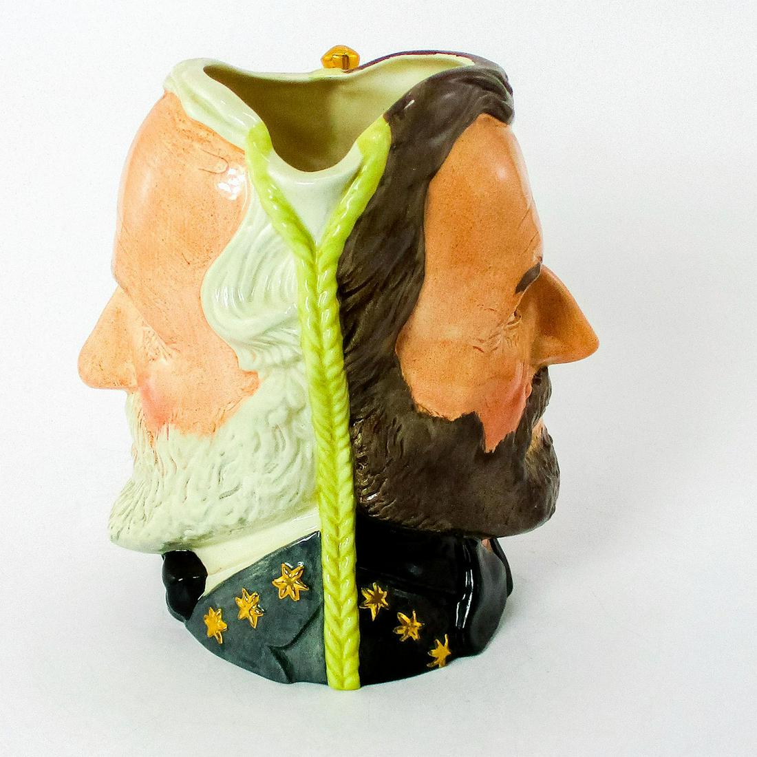 Ulysses Grant / Robert E. Lee D6698 - Large - Royal Doulton Character Jug: Regular issue. Two-faced jug. Black, grey, brown and red coloration.