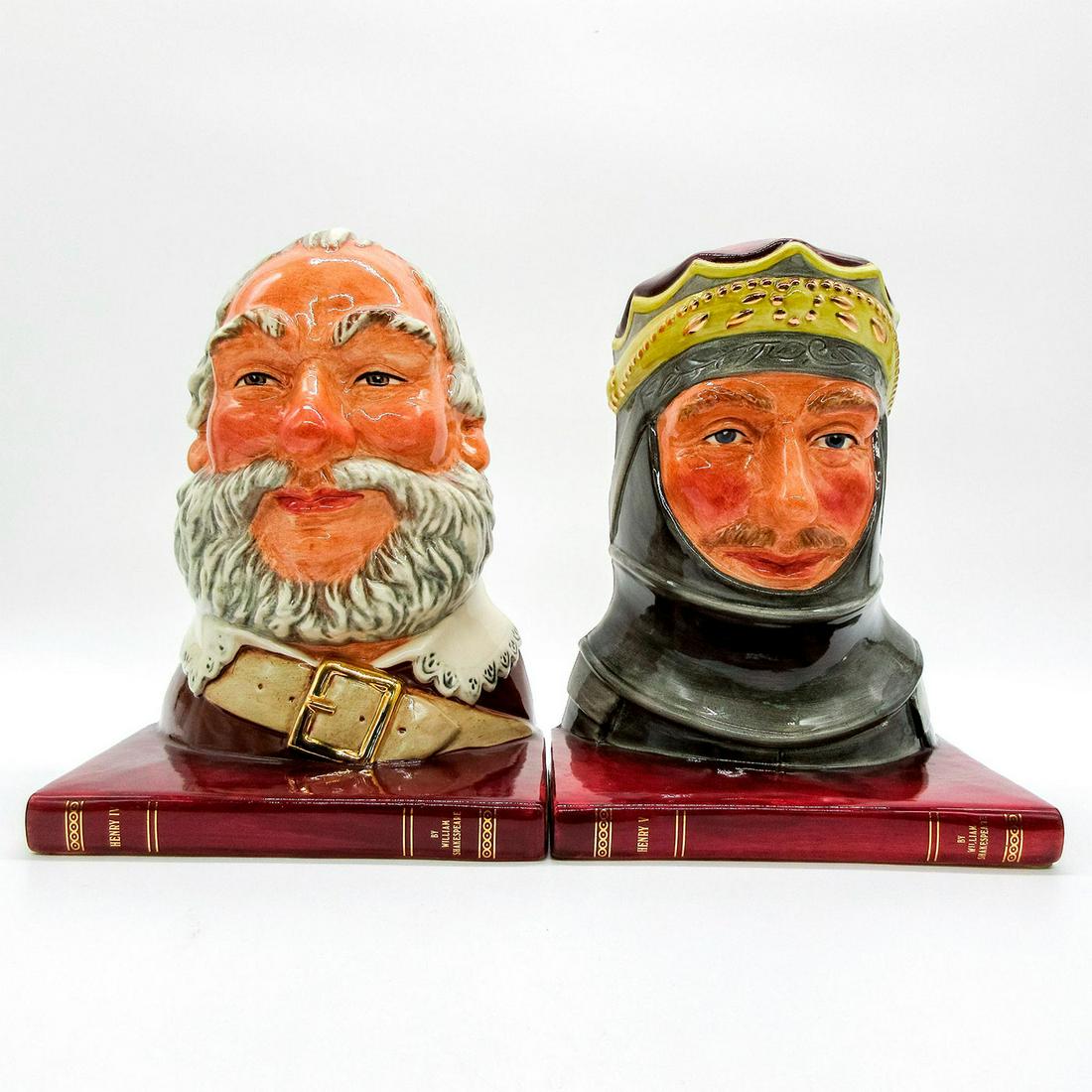 2pc Royal Doulton Bookends Falstaff D7089 and Henry V D7088 (1 of 5)