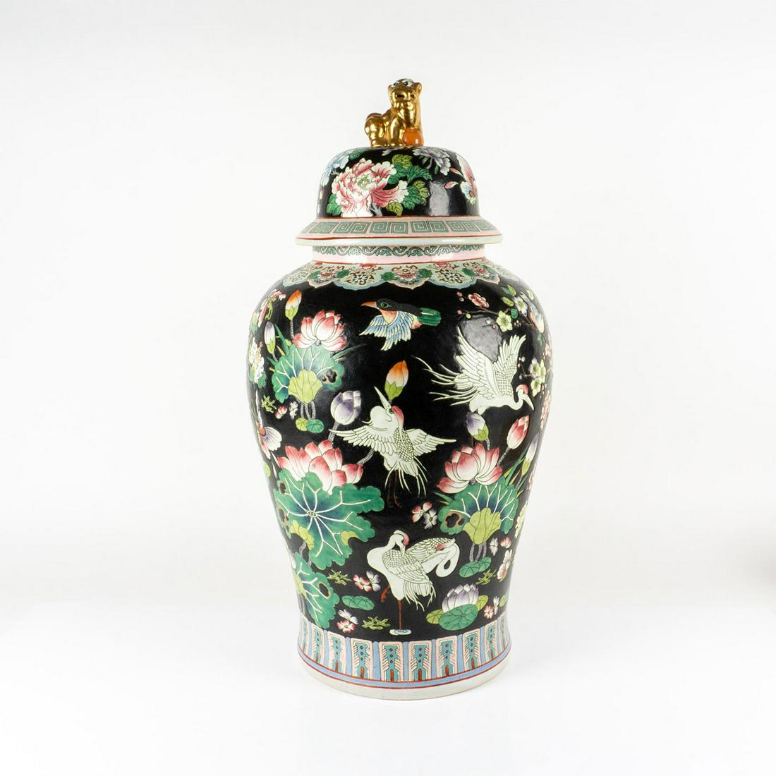 Monumental Chinese Floor Vase Jar Foo Dog Lid (1 of 11)